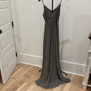 Theory Olive Green Spaghetti-Strap Maxi Dress